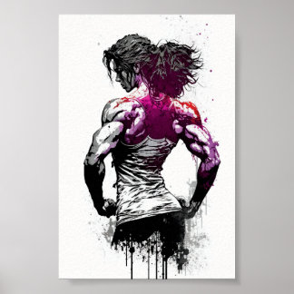 Poster Linda Rapariga De Gym Flexindo Músculos