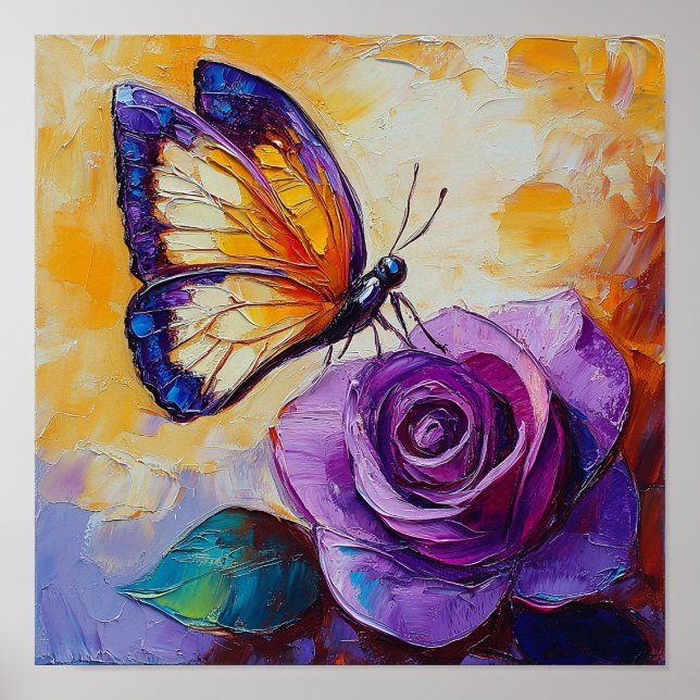 Poster Linda Rosa Botânica Floral Interiores Quentes (Frente)