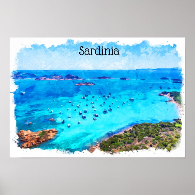 Poster Linda Sardenha Itália — Paisagem Mediterrânica (Frente)