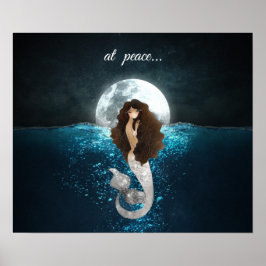 Poster Linda Sereia Em Paz Sob A Lua Completa