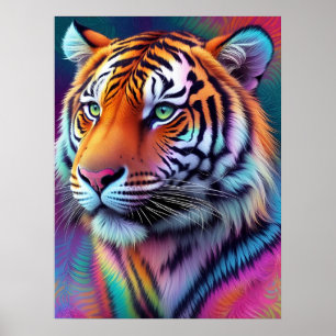 Poster Linda Tie Dye Tiger Pattern AI Art