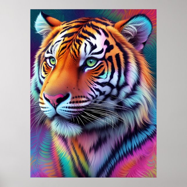 Poster Linda Tie Dye Tiger Pattern AI Art (Frente)