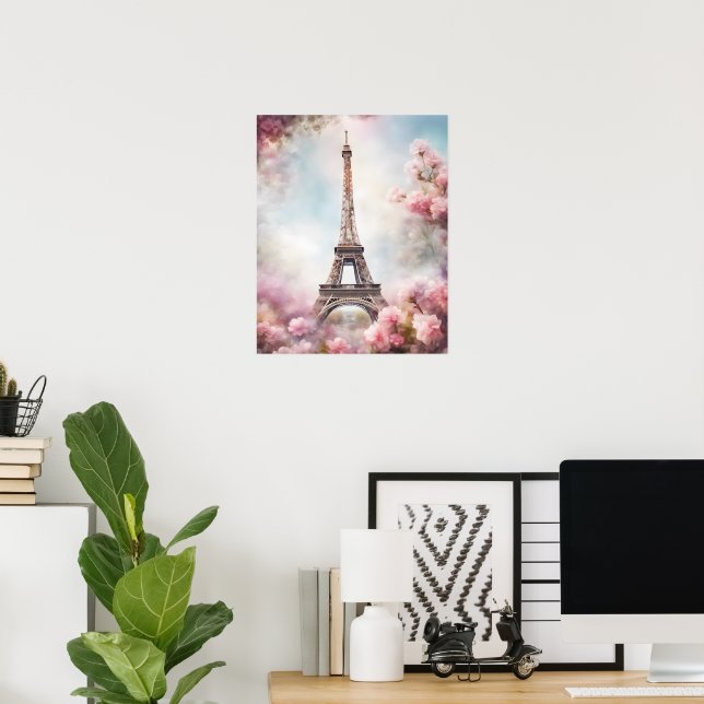 Poster Linda Torre Eiffel Romântica Paris (Escritório em casa)