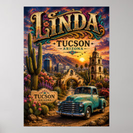 Poster Linda Tucson Arizona Personalizado Desenho do Sudo