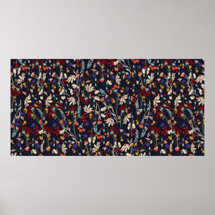 Poster Linda vintagem Padrão floral em muitos tipos 