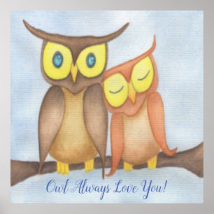 Poster Linda Watercolor Owl Lovers