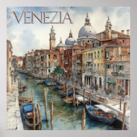 Linda Watercolor Venice Canal Viagem