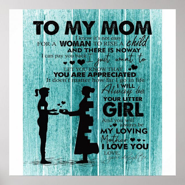 Poster Lindas Citações À Minha Mãe | Presente Para Mãe (Frente)