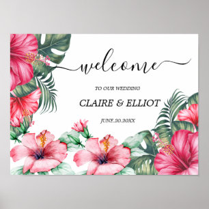 Poster Lindas flores e palmeiras, elegância floral