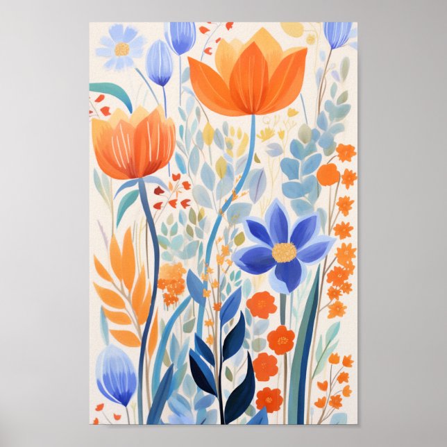 Poster Lindas Flores Laranja (Frente)