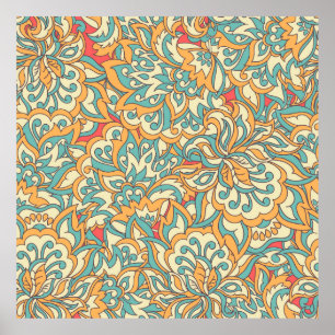 Poster lindas flores, padrão perfeito. colheita floral