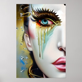 Poster Lindas Mulheres Eéticas Místicas com Lágrimas Dour