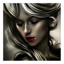 Lindas mulheres loiras de bronze de ouro com lábio