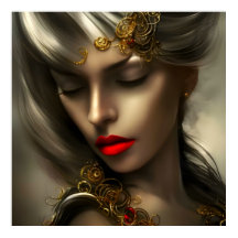 Lindas mulheres louras de ouro com lábios vermelho