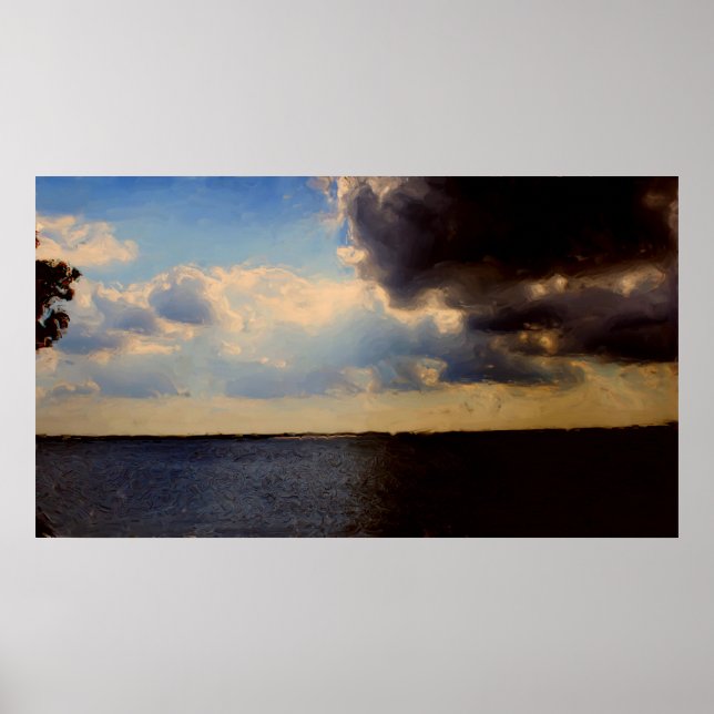 Poster Lindas nuvens e pintura de lago em Canvas (Frente)