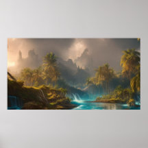 Lindas palmeiras tropicais e rio 1