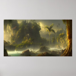 Poster Lindas palmeiras tropicais e rio 2