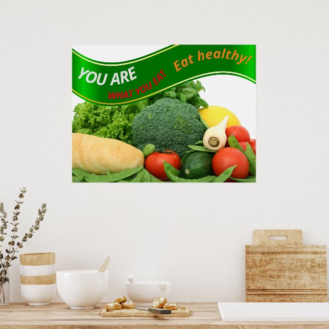 Poster Lindas vegetações: "Você é o que você come" (Cozinha)