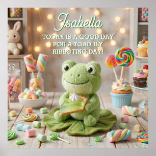 Poster Lindíssimo Sapo de Pelúcia segurando Torta de Limã