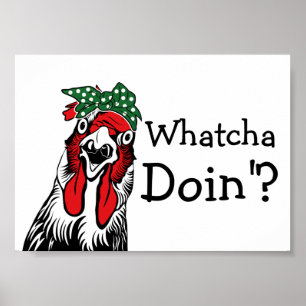 Poster Lindo Bandana Verde Galinha Whatcha Doin Engraçado