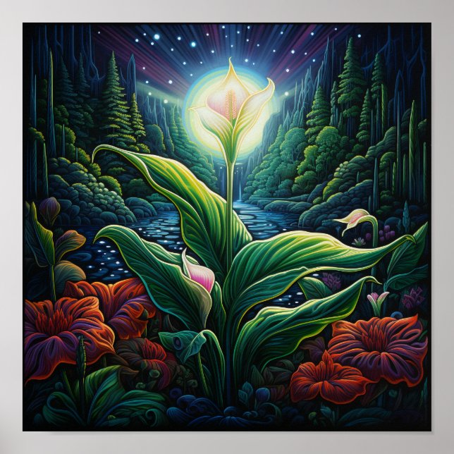 Poster Lindo Buquê de Flores de Aniversário Iluminadas Lí (Frente)