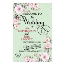 Lindo Cartaz de Boas-Vindas de Casamento Floral El