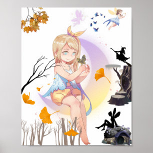 Poster Lindo Cartaz de Fantasia da Menina Fada Caprichosa