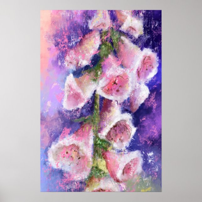 Poster Lindo Cartaz de Flores Rosa Roxo (Frente)