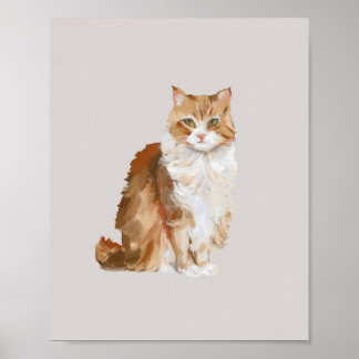 Poster Lindo Cartaz de Gato Ginger Pintado a Óleo | Laran