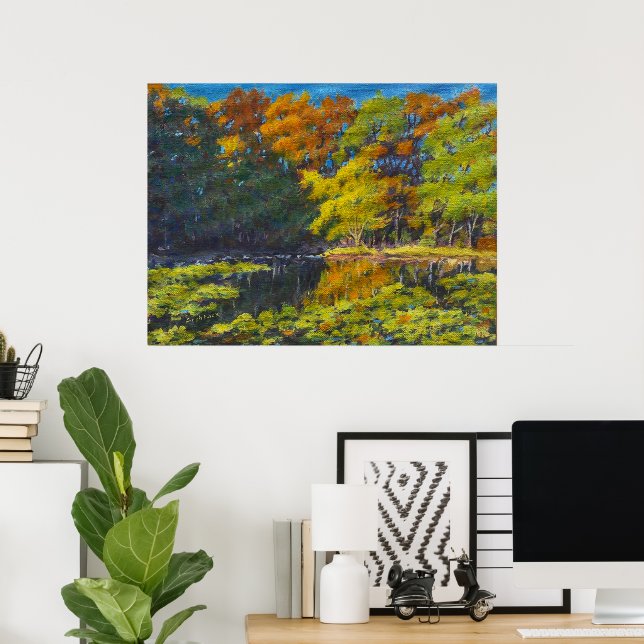 Poster Lindo Cartaz de Reflexos de Cores de Outono (Escritório em casa)