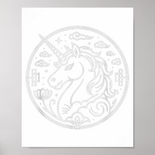 Poster Lindo Cavalo Unicórnio 2026 Ano Do Cavalo Fortuna