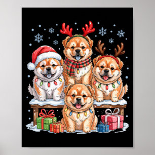 Poster Lindo Chow Chow Natal Cachorrinhos Amantes de Cães