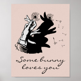 Poster Lindo Coelhinho de Amor Pun Black Pastel Pêssego