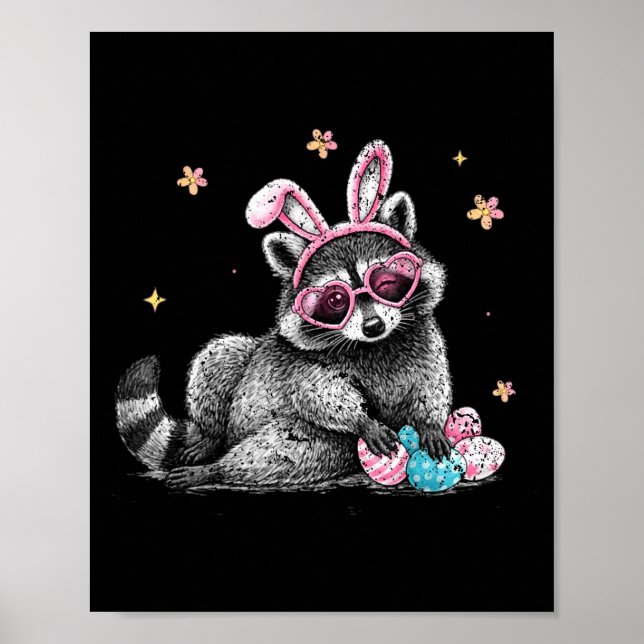 Poster Lindo Coelho Guaxinim Páscoa Roupa Divertida Anima (Frente)