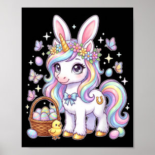Poster Lindo Coelho Unicórnio de Páscoa Fantasia Caça aos
