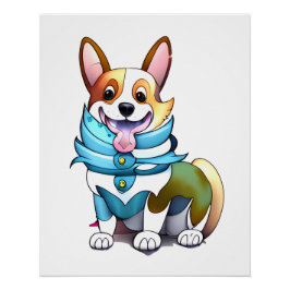 Pôster Lindo corgi laranja para um humor positivo