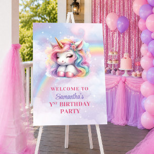 Poster Lindo Dia Mágico de Unicórnio Menina Aniversário B