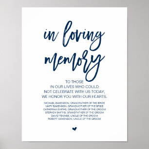 Poster Lindo Em Memória Amorosa, Azul Marinho memorial