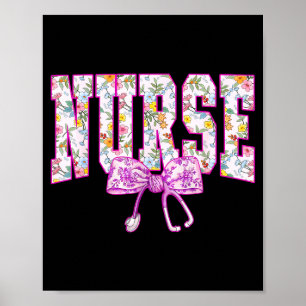 Poster Lindo Estetoscópio de Enfermeira Nk Floral Coquete