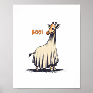 Poster Lindo Fantasia de Halloween de Girafa Boo Amante d