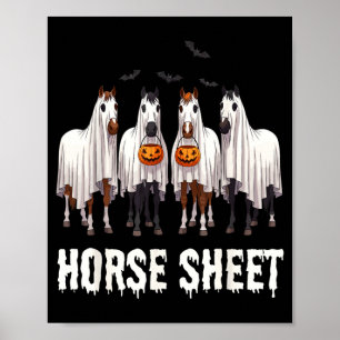 Poster Lindo fantasma de lençol de cavalo roupa de Hallow