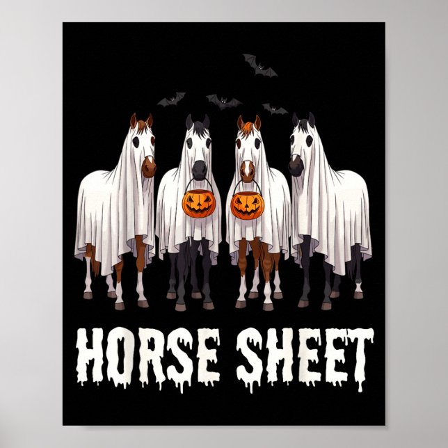 Poster Lindo fantasma de lençol de cavalo roupa de Hallow (Frente)