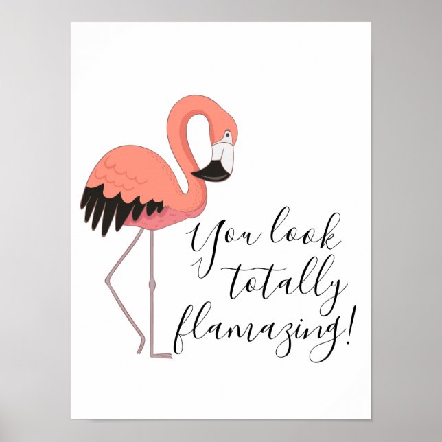 Poster Lindo Flamingo Rosa Engraçado Totalmente Flamante (Frente)
