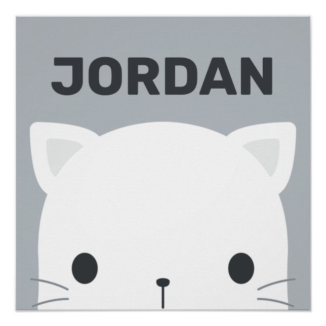 Pôster Lindo Gatinho com Poster de Nome Personalizado (Frente)