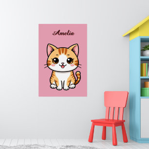 Poster Lindo Gato Laranja de Desenho Animado 🐱✨ Decoraçã