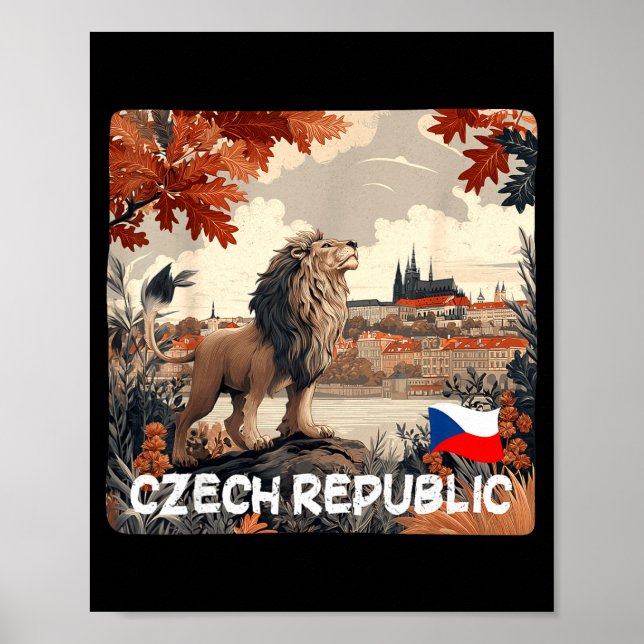 Poster lindo gráfico da cidade da república tcheca com le (Frente)