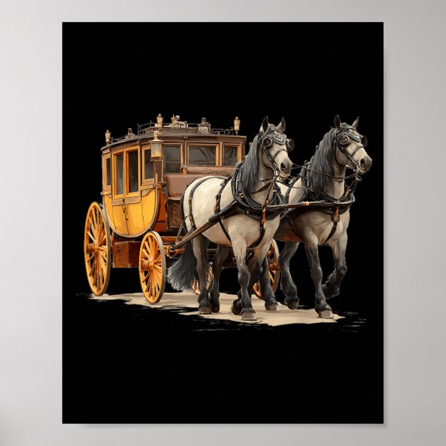 Poster Lindo Gráfico de Carruagem de Cavalo para Meninos  (Frente)