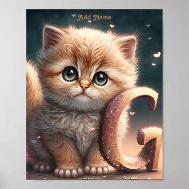 Poster Lindo Imprimível de Berçário de Gatinho Caprichoso (Frente)