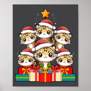 Poster Lindo Lagarto Leopardo Gecko Árvore de Natal Xmas