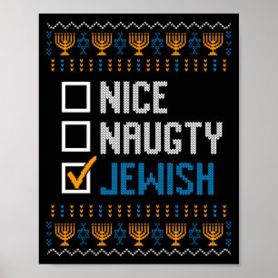 Poster Lindo Malicioso Judaico Suéter Feio de Natal Engra
